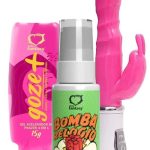 Kit Erótico com Bomba Relógio, Vibrador Feminino com Plug e Goze+