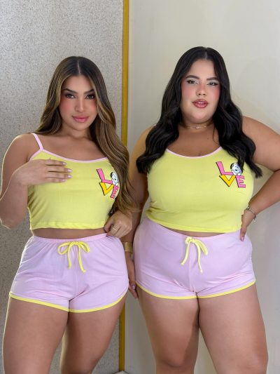 Baby dool reto vies amarelo love