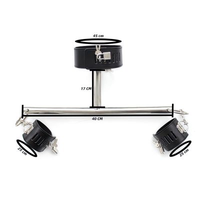 Alternative view of Coleira com algemas e barra de restrição em metal