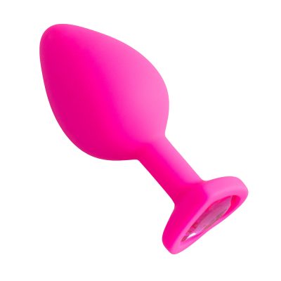Plug Jóia em Silicone Vermelho com Base em Formato de Coração - Tamanho M 72 15352013559 pl006m pink 1