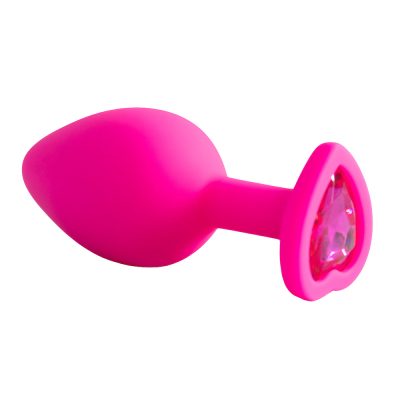 Plug Jóia em Silicone Vermelho com Base em Formato de Coração - Tamanho M 65 15352013560 pl006m pink 01 1