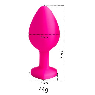 Plug Jóia em Silicone Vermelho com Base em Formato de Coração - Tamanho M 82 15352013565 pl006m pink 06 1