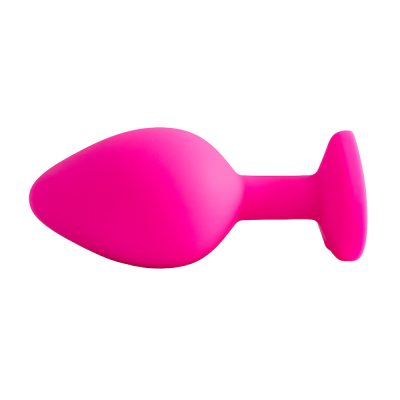 Plug Jóia em Silicone Vermelho com Base em Formato de Coração - Tamanho M 84 15352013569 pl006m pink 05 1