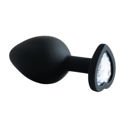 Plug Jóia em Silicone Vermelho com Base em Formato de Coração - Tamanho M 67 15352013587 pl006m preto 01 3