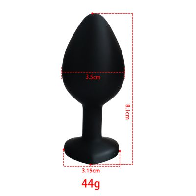 Plug Jóia em Silicone Vermelho com Base em Formato de Coração - Tamanho M 90 15352013591 pl006m preto 08 2