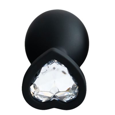 Plug Jóia em Silicone Vermelho com Base em Formato de Coração - Tamanho M 99 15352013594 pl006m preto 09 3