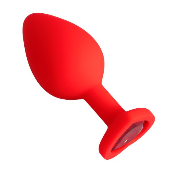 Plug Jóia em Silicone Vermelho com Base em Formato de Coração - Tamanho M - Imagem 12