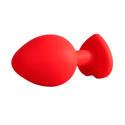 Plug Jóia em Silicone Vermelho com Base em Formato de Coração - Tamanho M 117 15352013619 pl006m vermelho 01 3