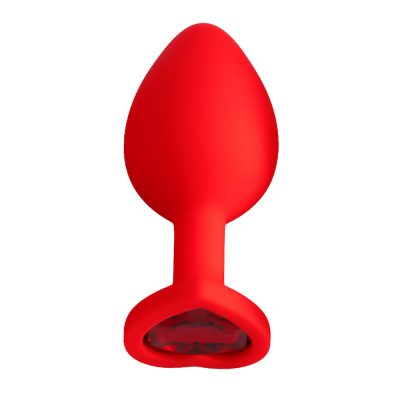 Plug Jóia em Silicone Vermelho com Base em Formato de Coração - Tamanho M 119 15352013624 pl006m vermelho 03 3
