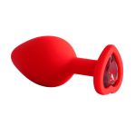 Plug Jóia em Silicone Vermelho com Base em Formato de Coração - Tamanho G - Imagem 4