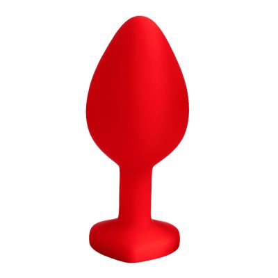 Plug Jóia em Silicone Vermelho com Base em Formato de Coração - Tamanho M 121 15352013638 pl006m vermelho 06 3