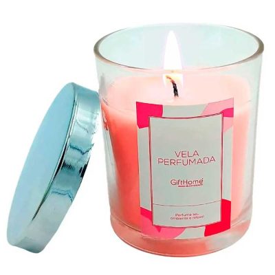 Vela Decorativa Aromática Rosa Com Fragrância Suave