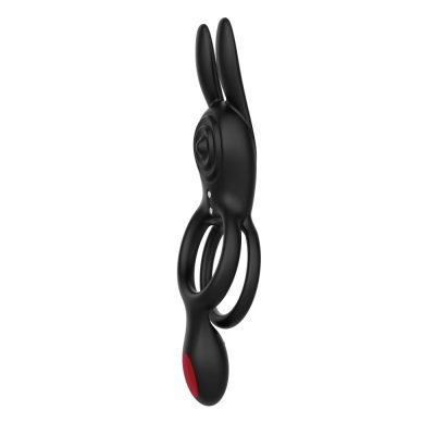 Anel Peniano Duplo com Estimulador Clitoriano e Plug 15 15355557525 an117 preto