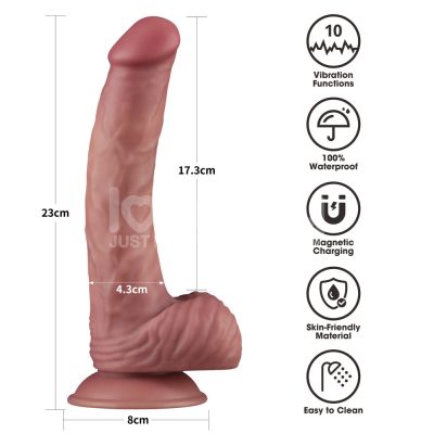 Pênis Dupla Densidade 23x4,3 cm Recarregável com 10 Modos de Vibração Vibrating Dual Density Power Cock - Lovetoy 33 15355565831 pe265 marrom 01