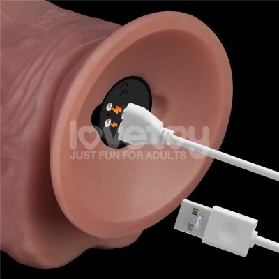 Pênis Dupla Densidade 23x4,3 cm Recarregável com 10 Modos de Vibração Vibrating Dual Density Power Cock - Lovetoy 32 15355565862 pe265 marrom 09