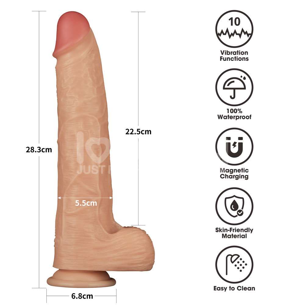 Pênis Realístico macio 28,3x6,8cm Recarregável com 10 Modos de Vibração Vibrating Power Basics Cock - Lovetoy 4 Pênis Realístico macio 28,3x6,8cm Recarregável com 10 Modos de Vibração Vibrating Power Basics Cock - Lovetoy - Imagem 4