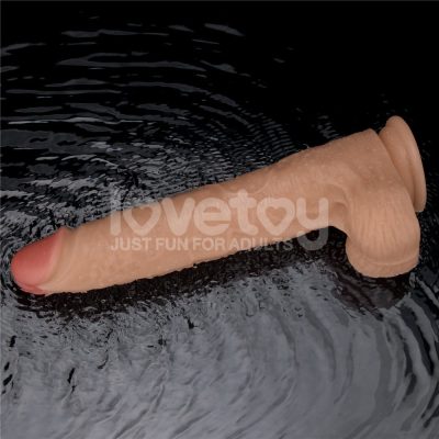 Pênis Realístico macio 28,3x6,8cm Recarregável com 10 Modos de Vibração Vibrating Power Basics Cock - Lovetoy 23 15355836774 pe261 bege 11
