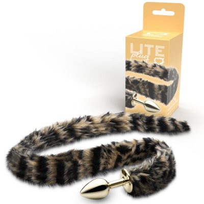 Lite Plug anal Dourado Pequeno com Rabo Longo