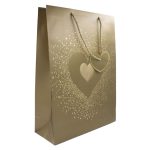 Sacola de Presente Coração dourada 32x26x12cm