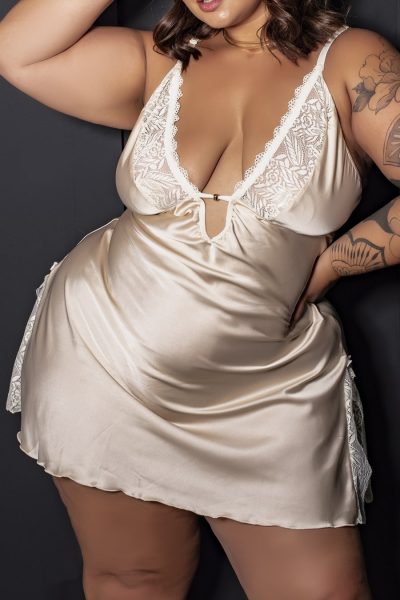 Alternative view of Camisola plus size sexy com detalhe em fita de cetim Perola