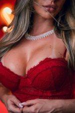 Conjunto vermelho cropped tomara que caia com alças removíveis - Imagem 3