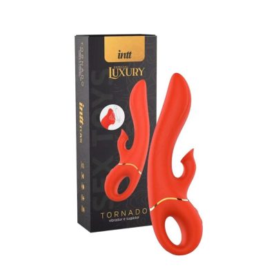 Intt toys especial luxury tornado - Vibrador de ponto g com sugador de clitóris e mamilos em silicone