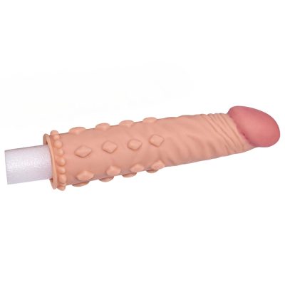 Capa peniana feita em cyberskin lovetoy pleasure x-tender Bege 9 15276927571 ca019 bege 04