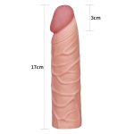 Capa Peniana Extensora para aumento instantâneo em cyberskin 17x4cm Bege Lovetoy X-Tra - Imagem 5