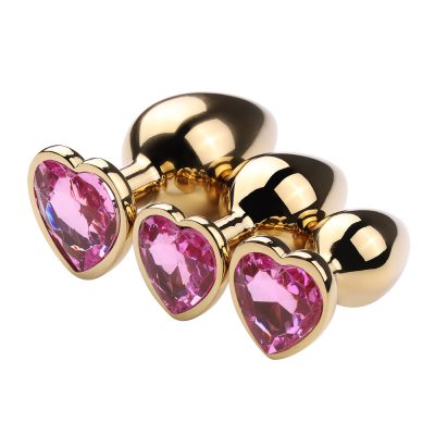Alternative view of Plug Anal Grande Aço Dourado Coração