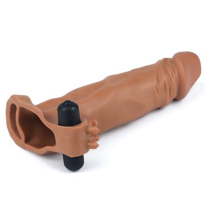 Pleasure x-tender series - Capa peniana extensora com preenchimento na ponta e cápsula vibratória - 19 x 4 cm | Marrom 10 15278711358 ca032 marrom 02