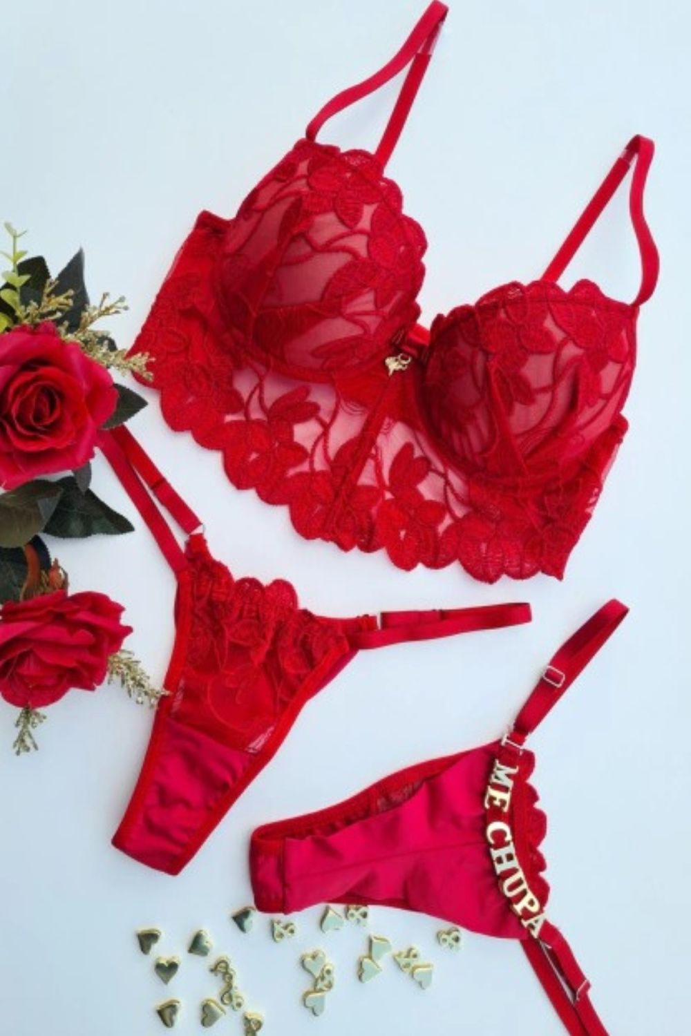 Conjunto vermelho croped lingerie personalizável pétala 1 Conjunto vermelho croped lingerie personalizável pétala