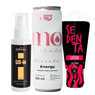 Kit com Energético Estimulante Revoada LIS-In Gel Dessensibilizante Anal e Sedenta Safada
