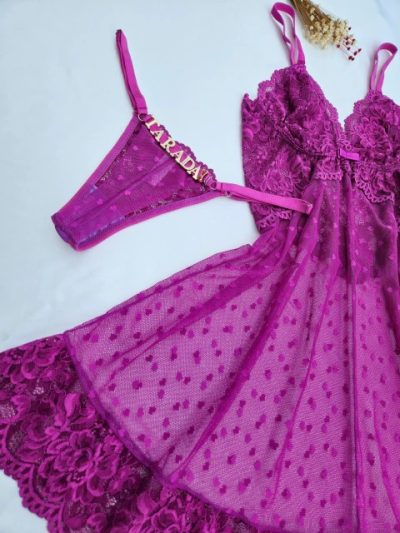 Alternative view of Camisola feita em tule coraçãozinho com fio personalizável