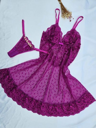 Camisola feita em tule coraçãozinho com fio personalizável