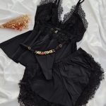 Pijama preto lorena ligalight com calcinha personalizável