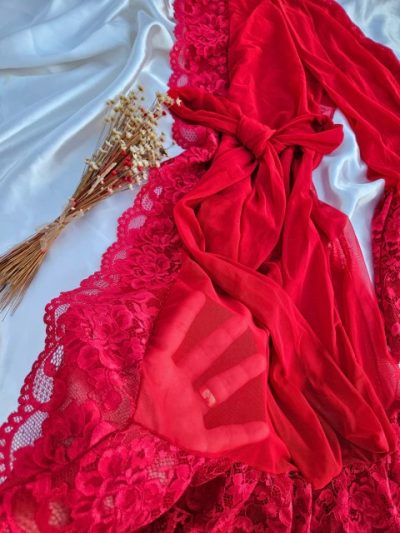Alternative view of Robe vermelho feminino feito em tule catiuscia liso
