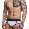 Cueca em suplex slip frente e atras Jockstrap preto e branco
