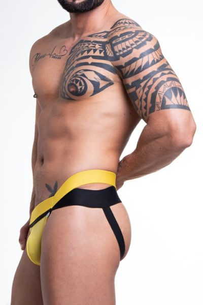 Alternative view of Cueca Jock em suplex amarelo com elastico duplo na cintura