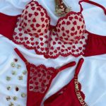 Conjunto croped lingerie coração com calcinha personalizável