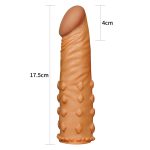 Capa peniana marrom feita em cyberskin lovetoy pleasure x-tender 19x4cm - Imagem 3
