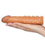 Capa peniana marrom feita em cyberskin lovetoy pleasure x-tender 19x4cm - Imagem 4