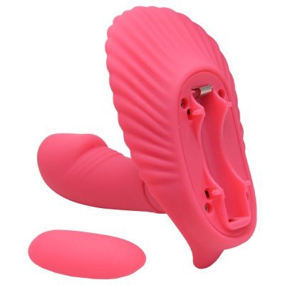 Alternative view of Pretty love fancy clamshell - Estimulador clitoriano em forma de concha com mini pênis penetrável, 30 funções vibração