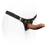 Prótese em formato de pênis marrom com Cinta penina em CyberSkin 18,5x4,5cm