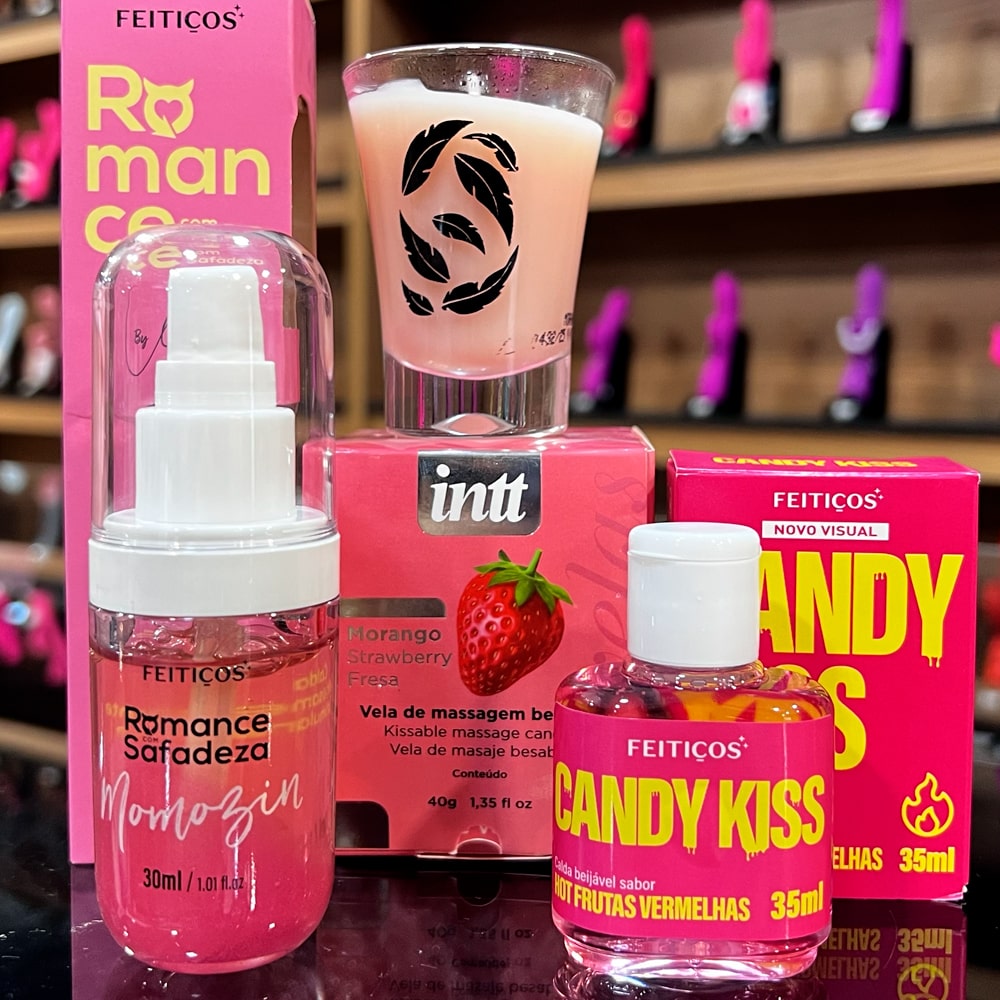 kit com Momozin estimulante com aquecimento Vela para massagem beijável Candy kiss Calda beijável para sexo oral 1 kit com Momozin estimulante com aquecimento Vela para massagem beijável Candy kiss Calda beijável para sexo oral