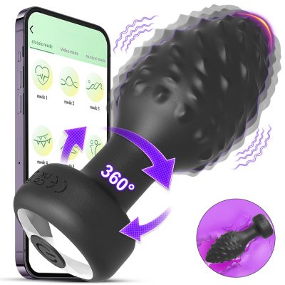 Plug Anal em Silicone Controle por Aplicativo com 10 Modos de Vibração e 10 Modos de Rotação