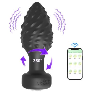 15387631193 plug anal em silicone controle por aplicativo com 10 modos de vibracao e 10 modos de rotacao