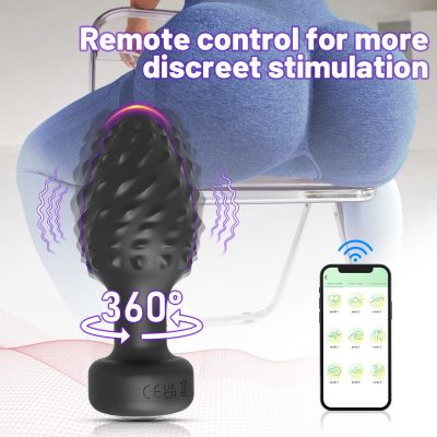 15387631501 plug anal em silicone controle por aplicativo com 10 modos de vibracao e 10 modos de rotacao