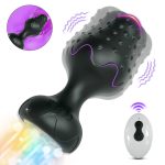 Plug Anal em Silicone Preto com 10 Modos de Vibração,Luz de Led e Controle Remoto sem Fio ou Cotrole de toque