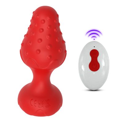 Alternative view of Plug Anal em Silicone vermelho com 10 Modos de Vibração,Luz de Led e Controle Remoto sem Fio ou Cotrole de toque