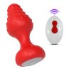 Plug Anal em Silicone vermelho com 10 Modos de Vibração,Luz de Led e Controle Remoto sem Fio ou Cotrole de toque